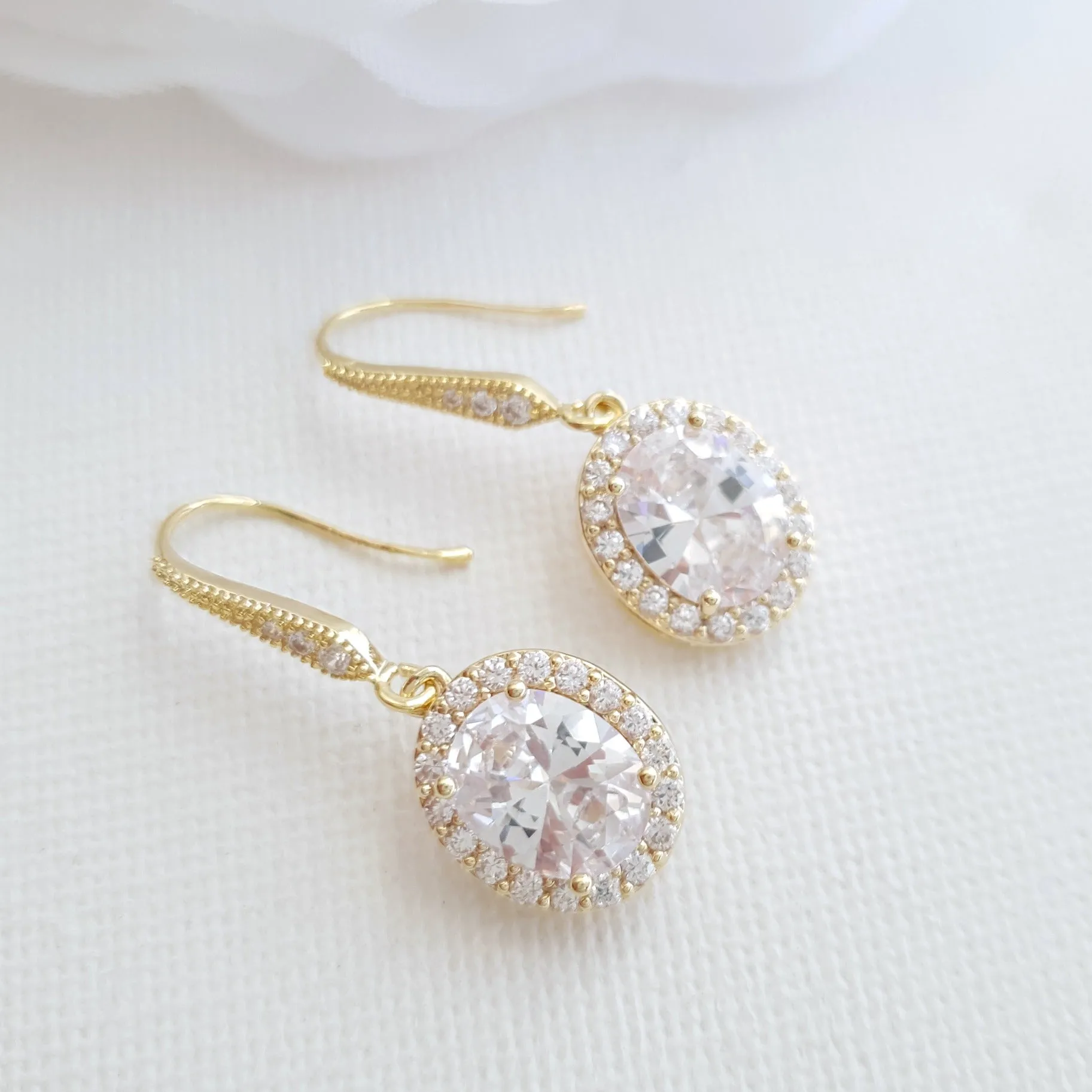 Oval Shaped Small Rose Gold Dangle Earring-Emily