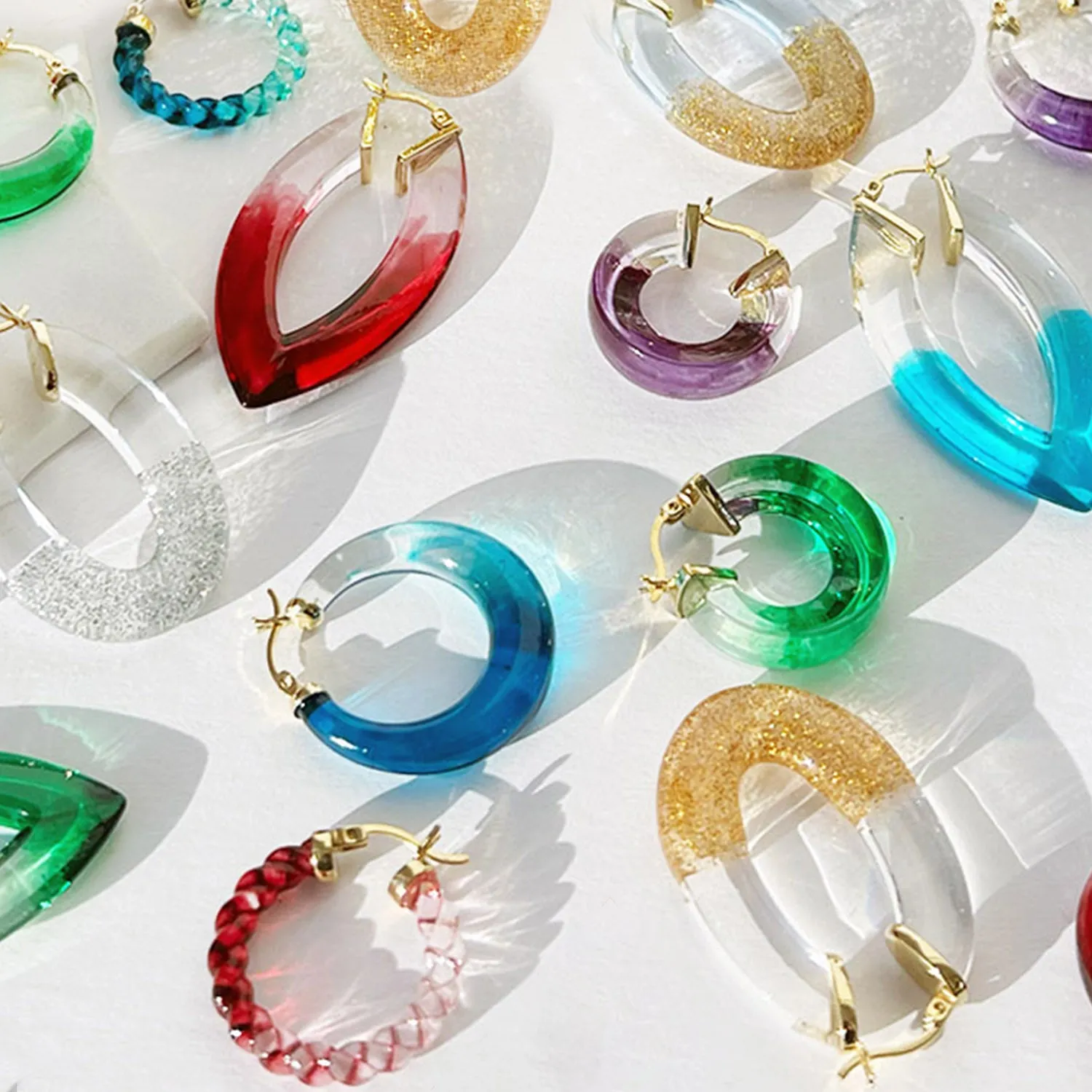 Painted Graduated Lucite Hoop Earrings