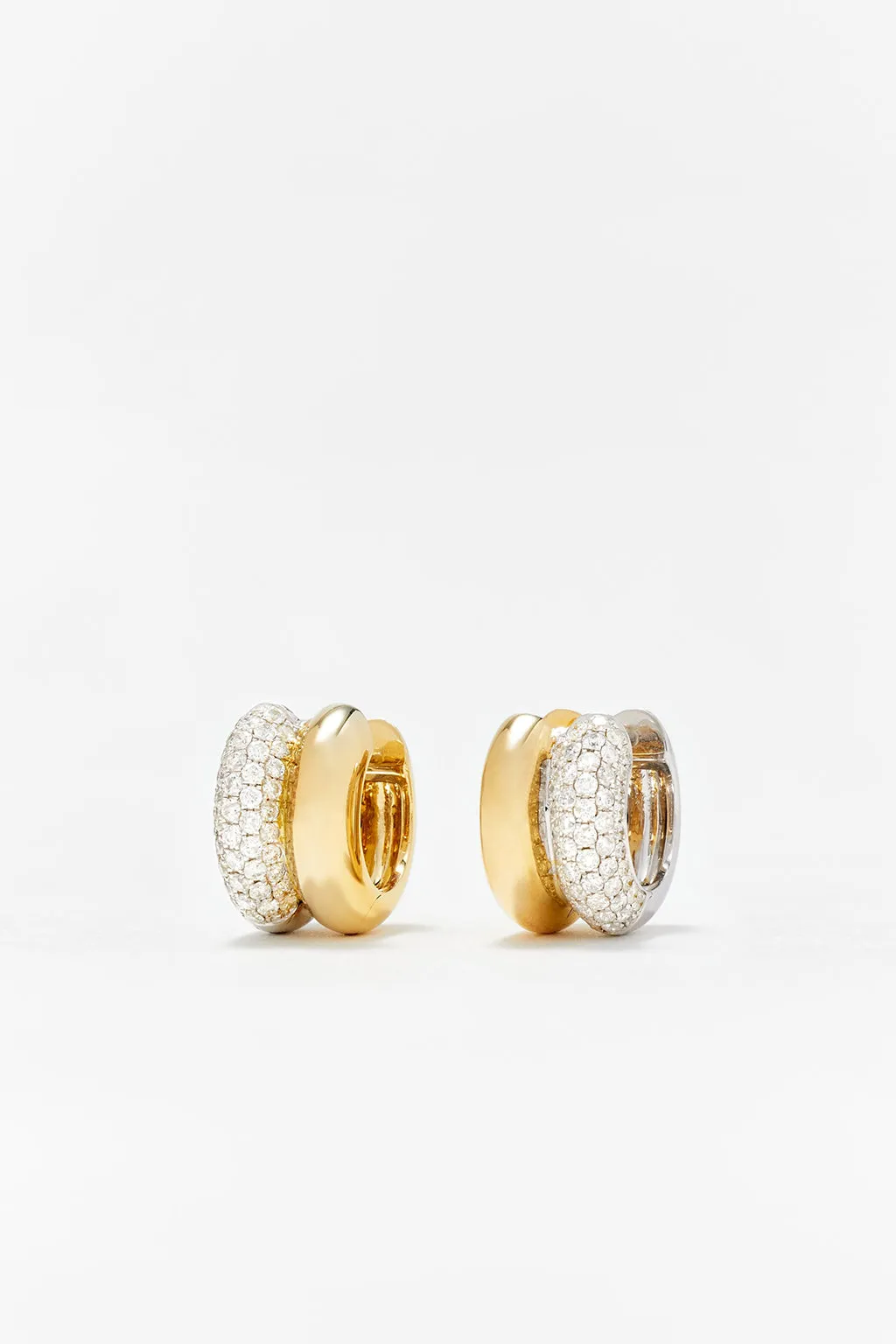 PAIR OF MINI GOLD AND DIAMOND HUGGIE HOOP EARRINGS