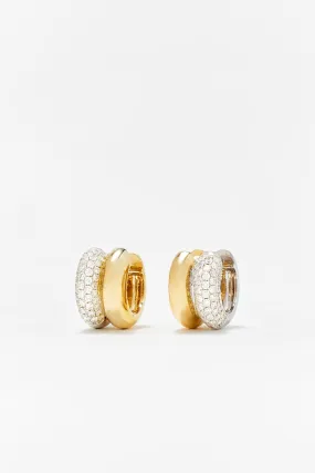 PAIR OF MINI GOLD AND DIAMOND HUGGIE HOOP EARRINGS