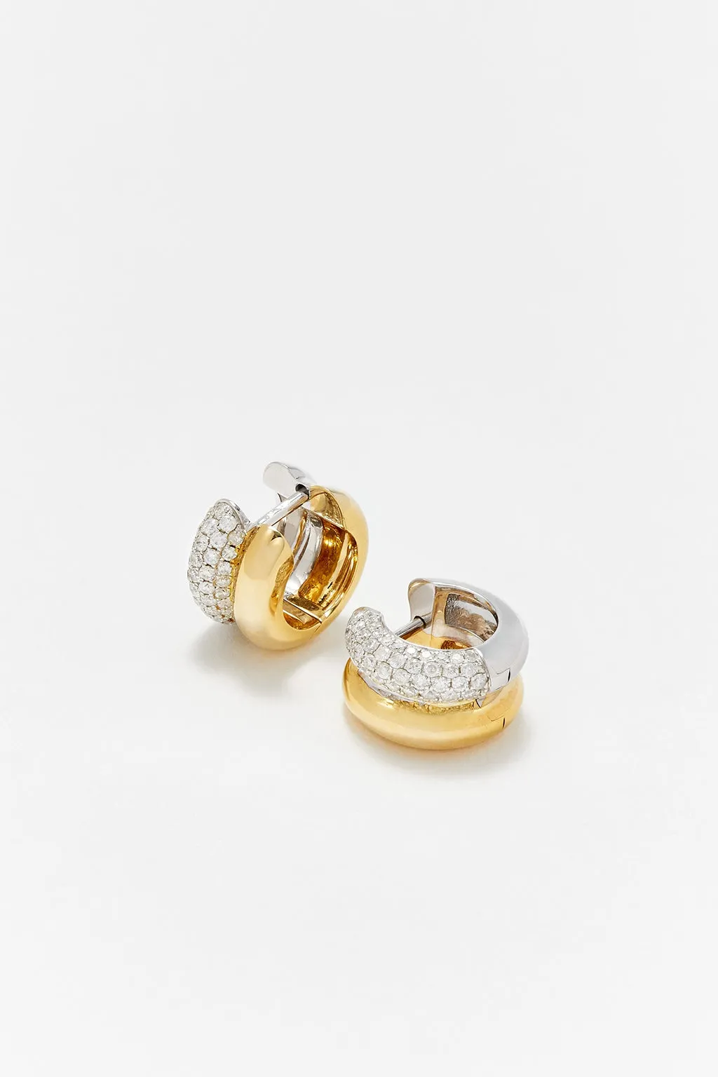 PAIR OF MINI GOLD AND DIAMOND HUGGIE HOOP EARRINGS