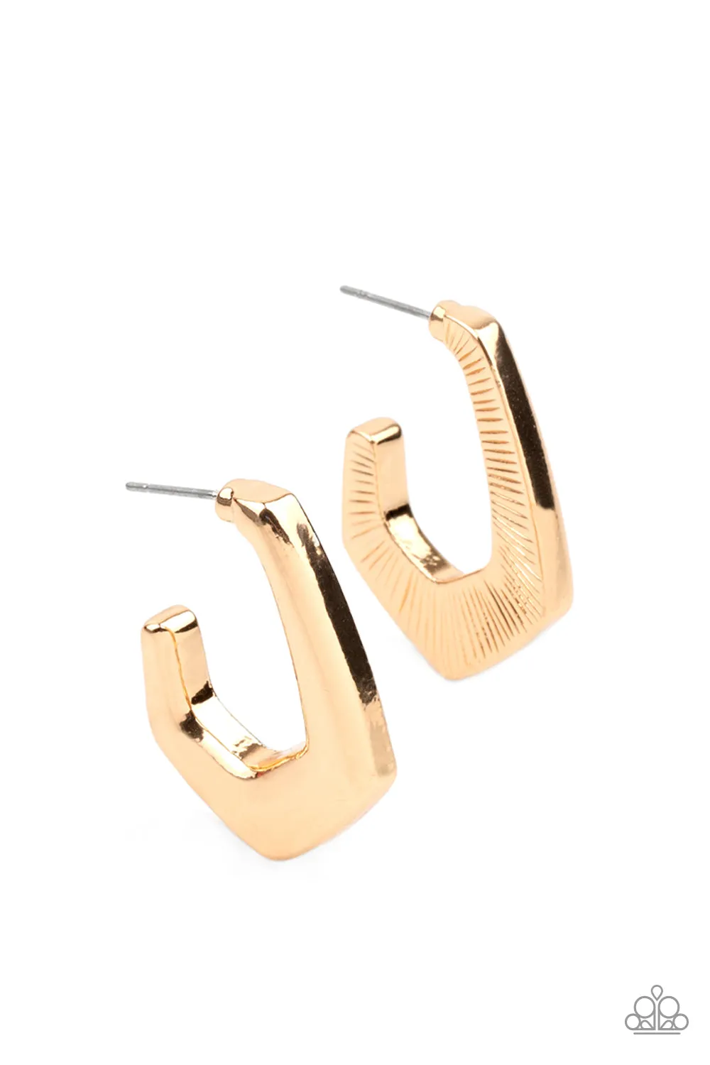 Paparazzi Earring ~ On The Hook - Gold Hoops