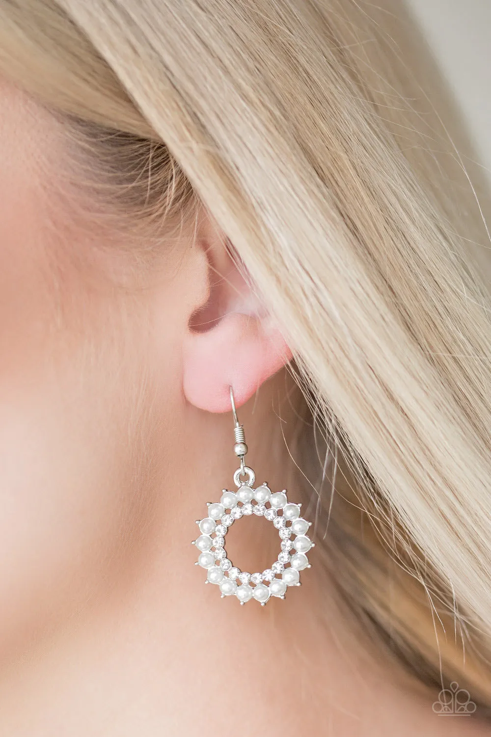 Paparazzi Earring ~ Wreathed In Radiance - White