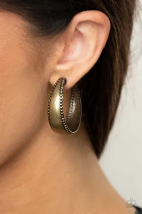 Paparazzi Earring ~ Burnished Benevolence - Brass Hoop Earring