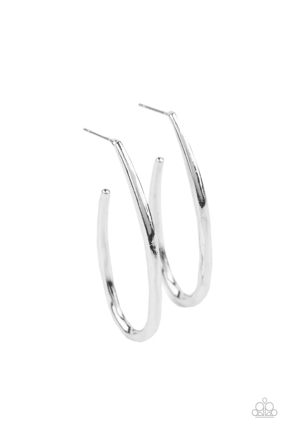 Paparazzi Earring ~ Totally Hooked - Silver Hoops