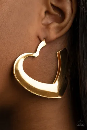 Paparazzi Heart-Racing Radiance - Gold Hoop Earrings