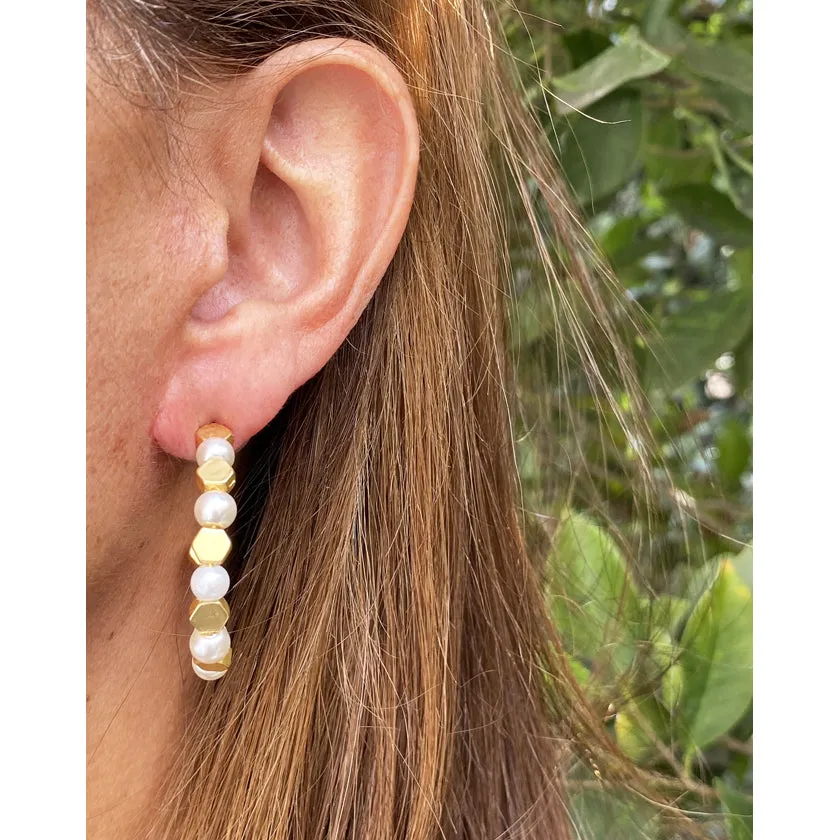 Pearl and confetti hoop Earrings