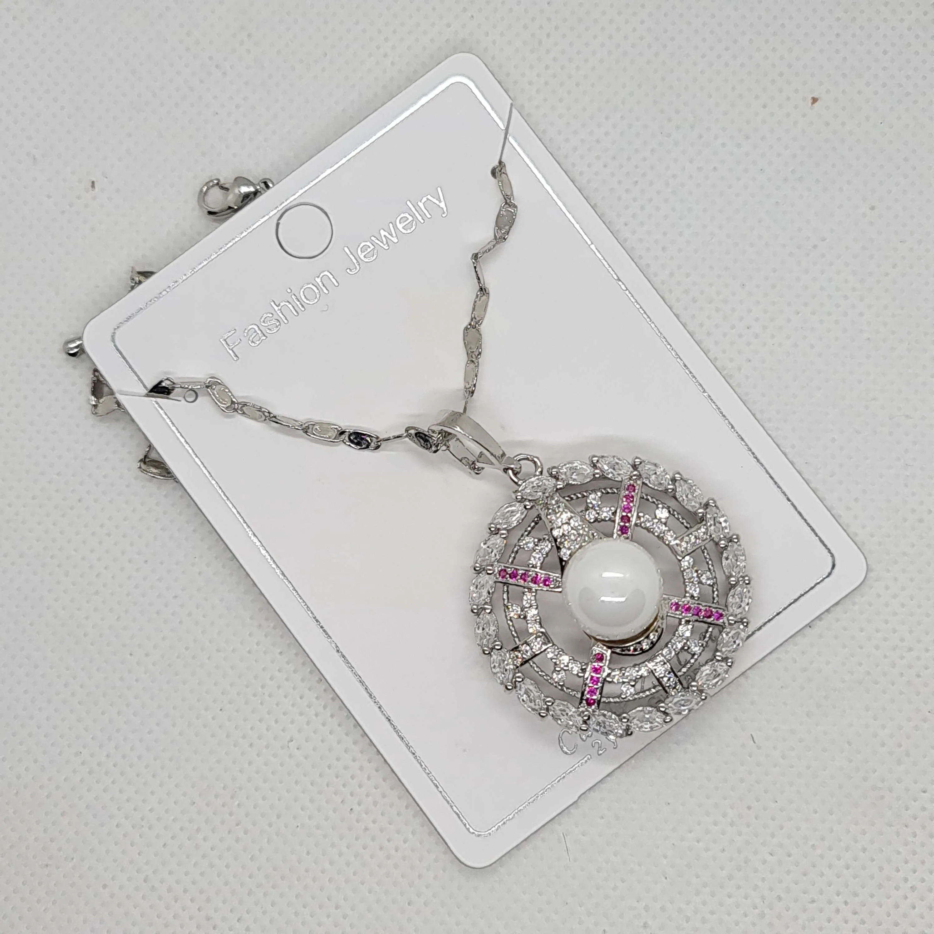 Pearl Eternity Circle Pendant Necklace