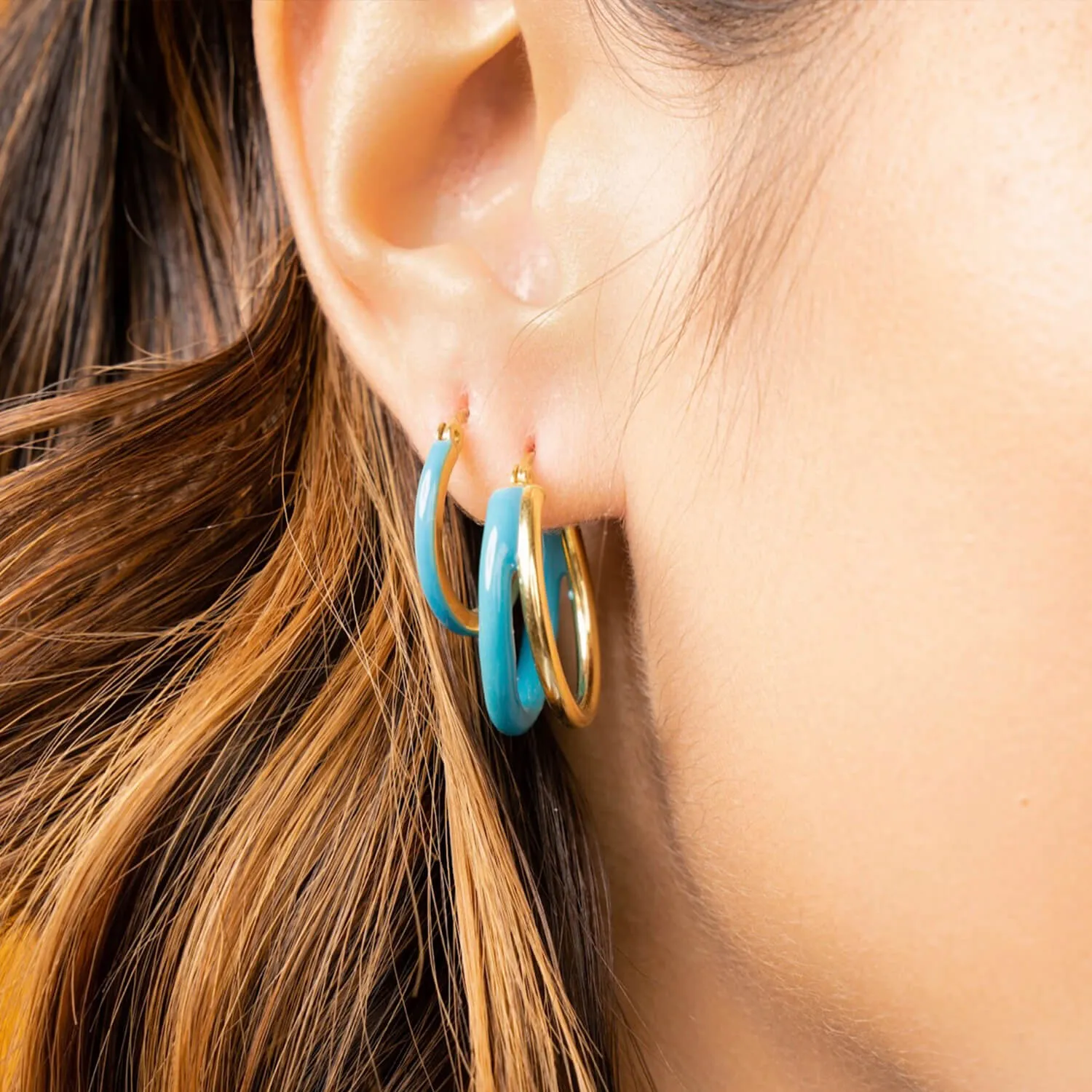 Petite Enamel Huggie Hoop Earrings