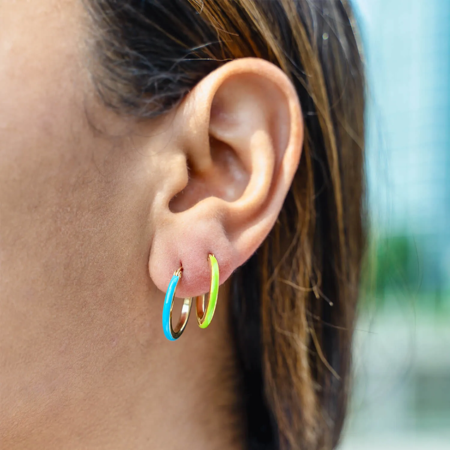 Petite Enamel Huggie Hoop Earrings