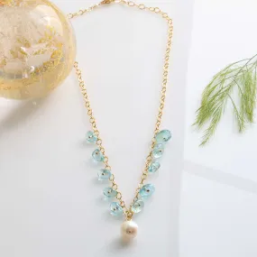 Positano - Aquamarine and Pearl Gold Necklace