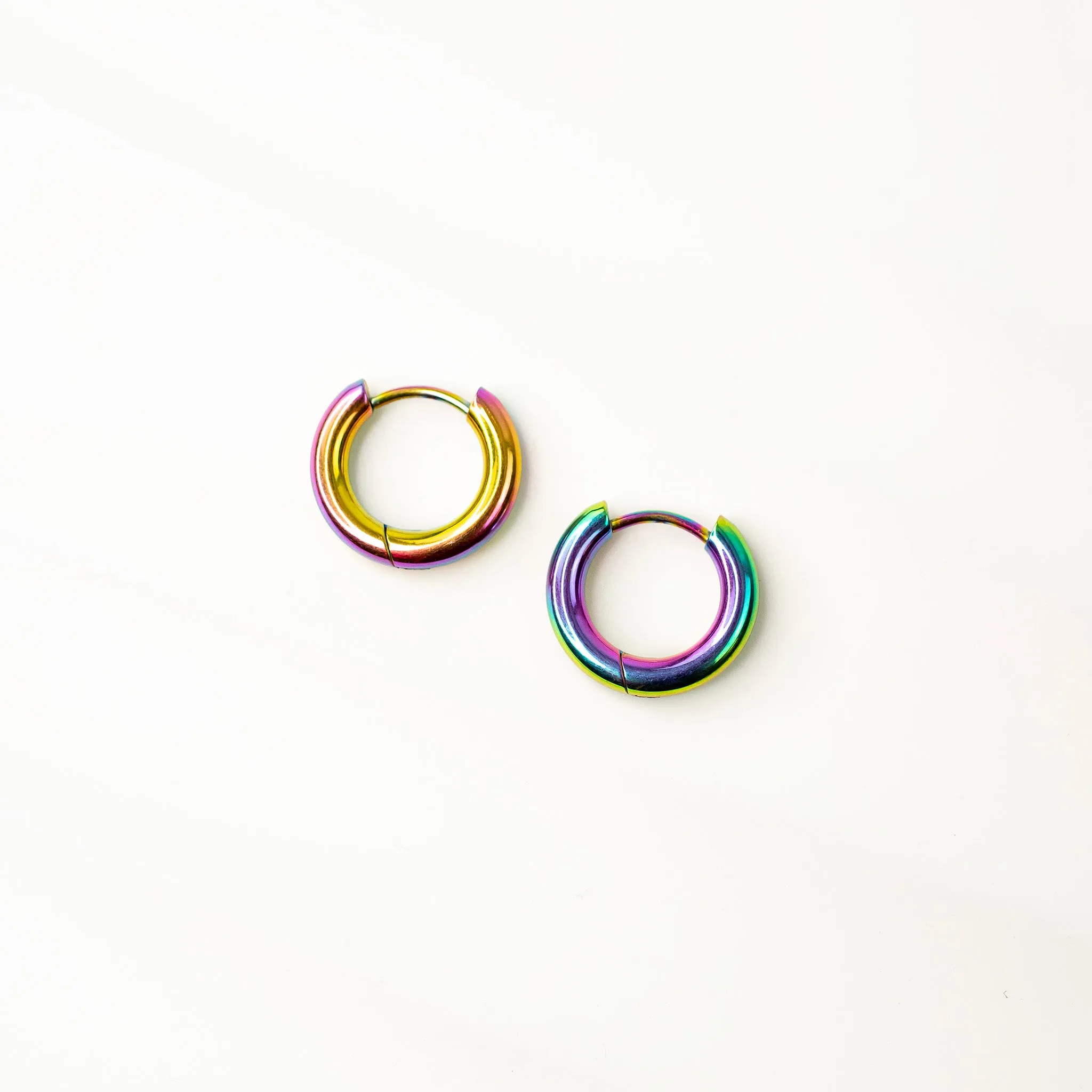 Prism Rainbow Locking Huggie Earrings