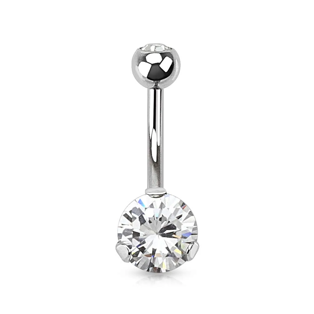 Prong Set CZ 316L Surgical Steel WildKlass Navel Ring