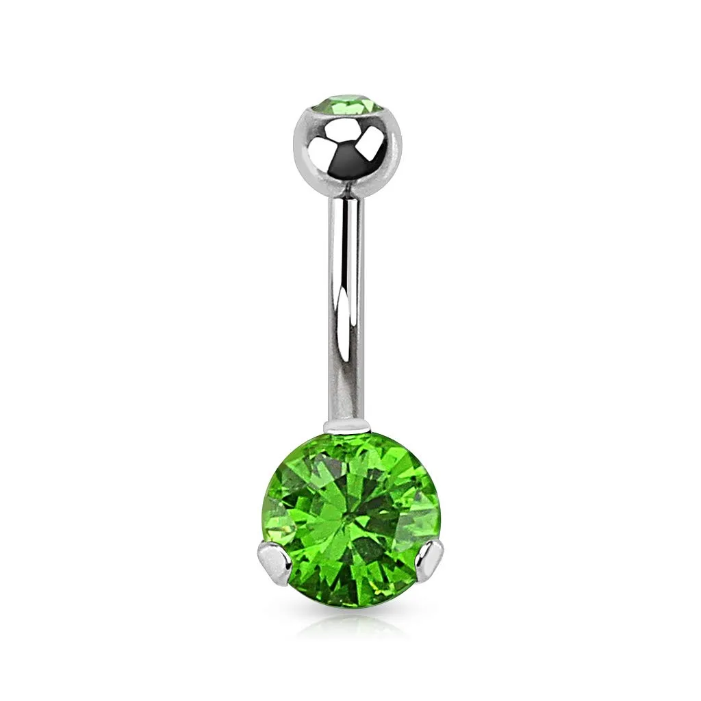 Prong Set CZ 316L Surgical Steel WildKlass Navel Ring