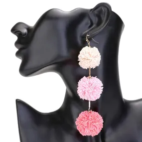 Raffia Pom Pom Link Dropdown Earrings