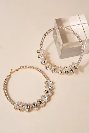 Rhinestone Embellished Hoop Earrings