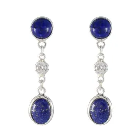 Riyo Comely Sterling Silver Earring For Lady Lapis Lazuli Earring Bezel Setting Blue Earring Stud Earring