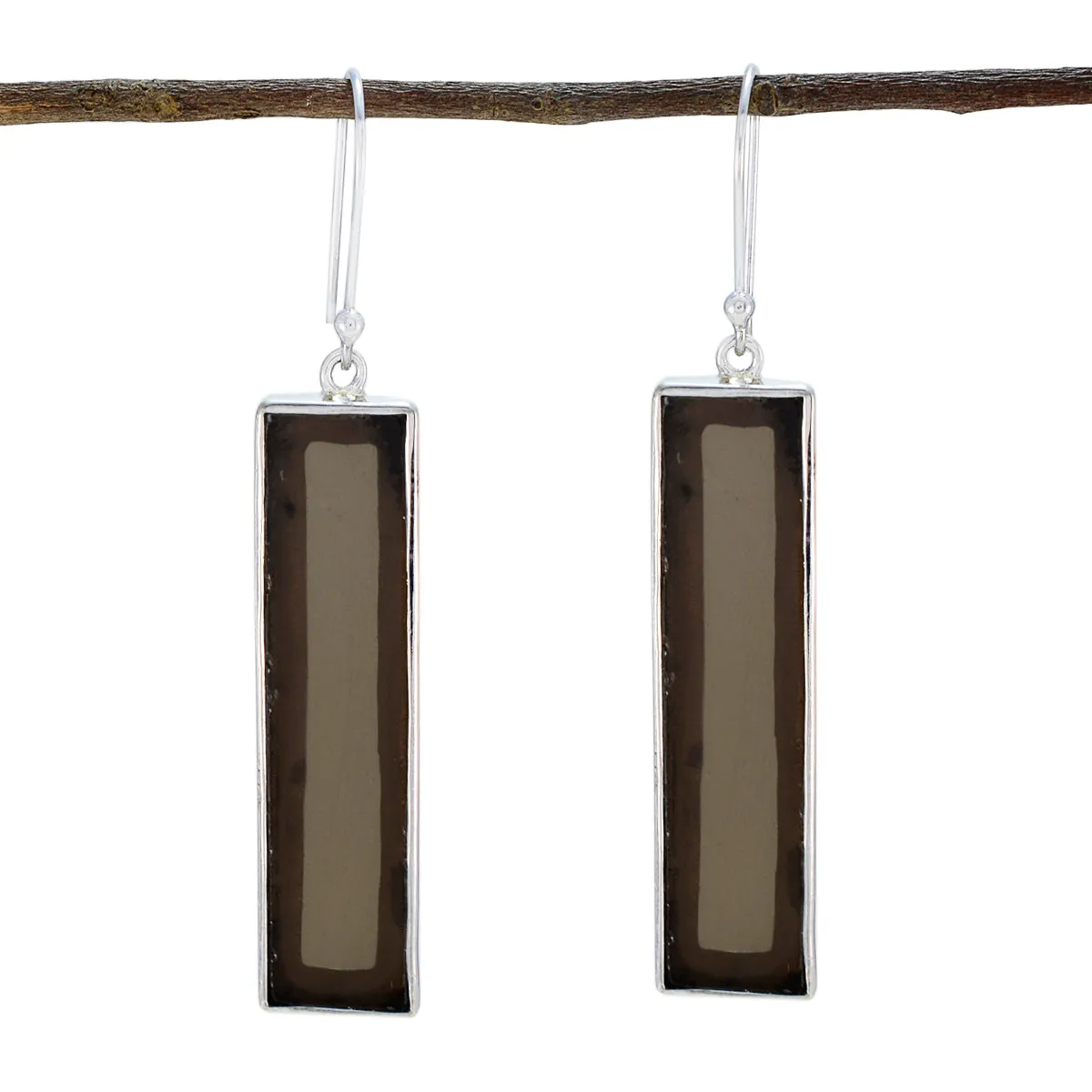 Riyo Easy On The Eye Sterling Silver Earring For Sister Smoky Quartz Earring Bezel Setting Brown Earring Dangle Earring