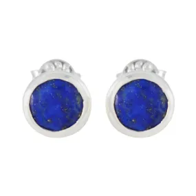 Riyo Foxy 925 Sterling Silver Earring For Female Lapis Lazuli Earring Bezel Setting Blue Earring Stud Earring