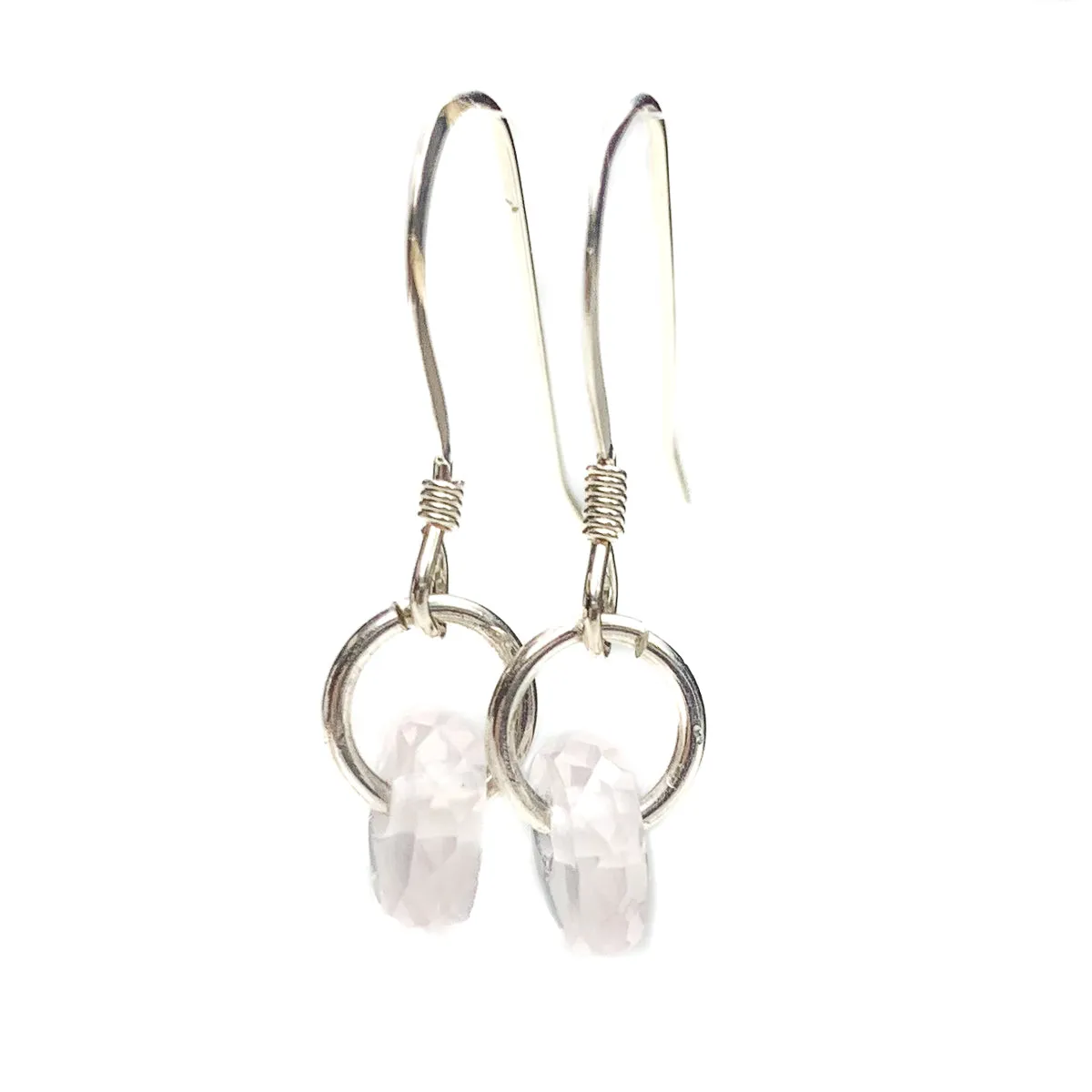 Rose Quartz Earrings With Sterling Silver French Earwires