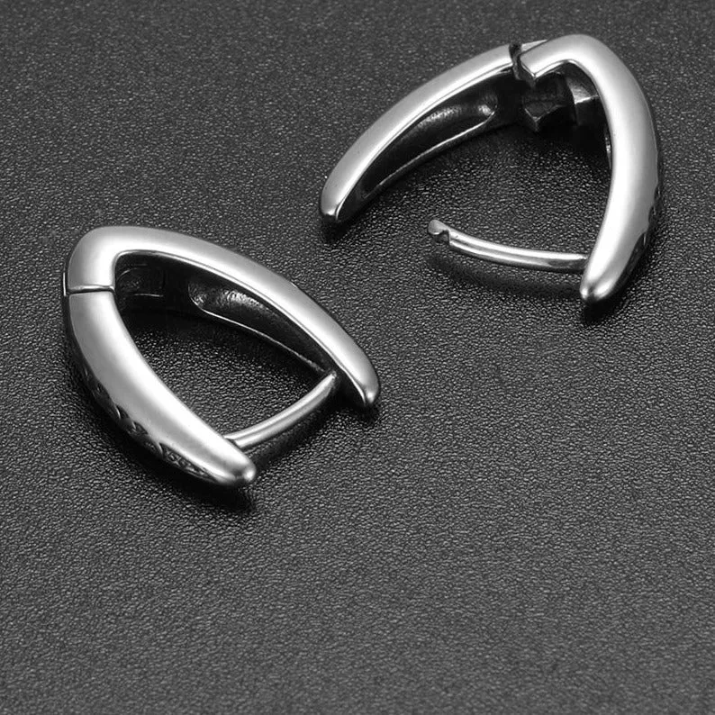 S-Design 316L Stainless Steel Punk Hoop V-Shaped Earrings