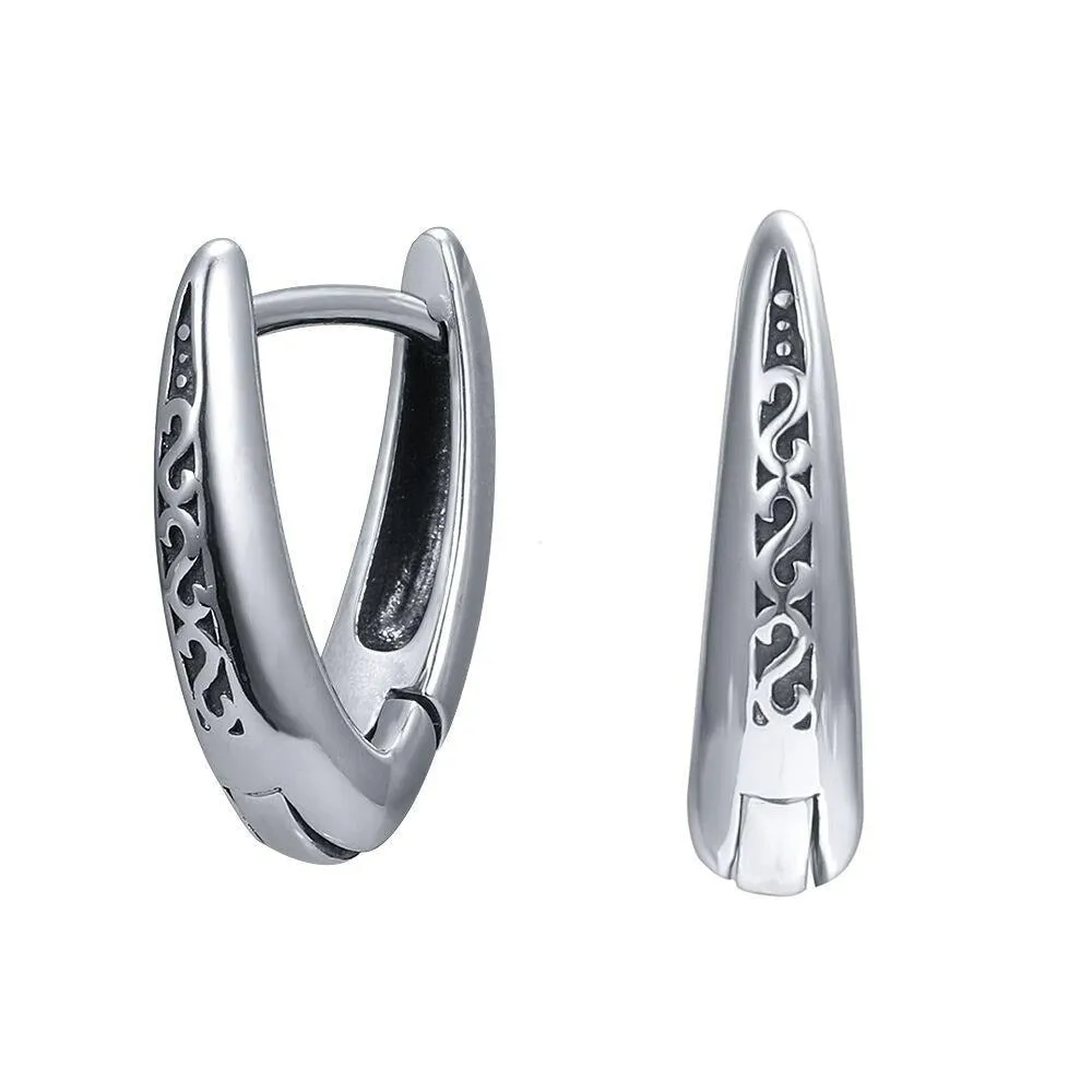 S-Design 316L Stainless Steel Punk Hoop V-Shaped Earrings