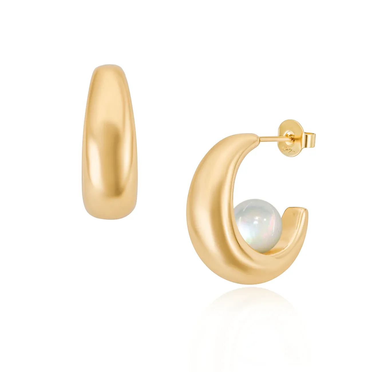 Sabine Pearl Hoops in Gold