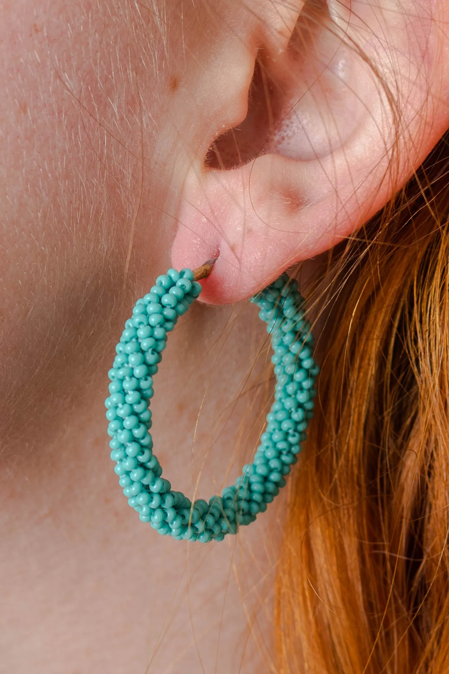 Seed Beaded Hoop Earrings