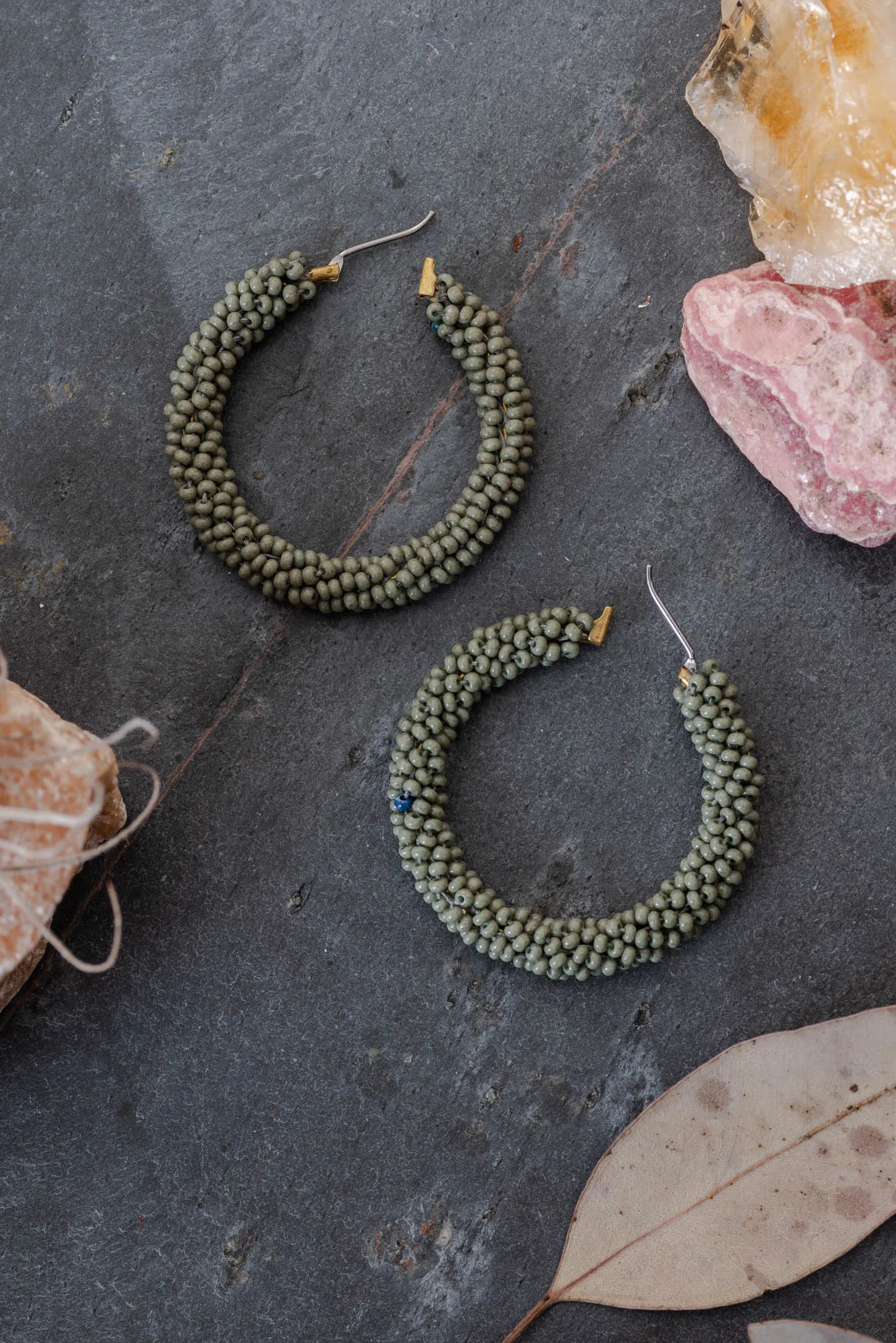 Seed Beaded Hoop Earrings