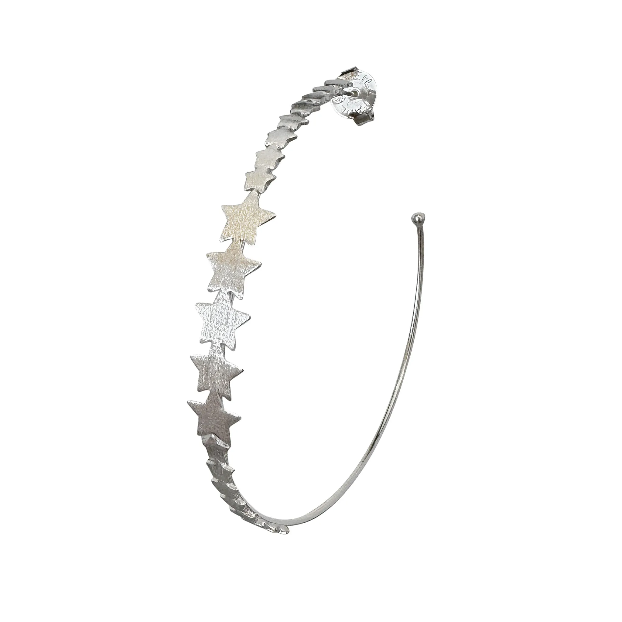 Sheila Fajl Altair Multi Star Hoop Earrings in Brushed Silver Plated