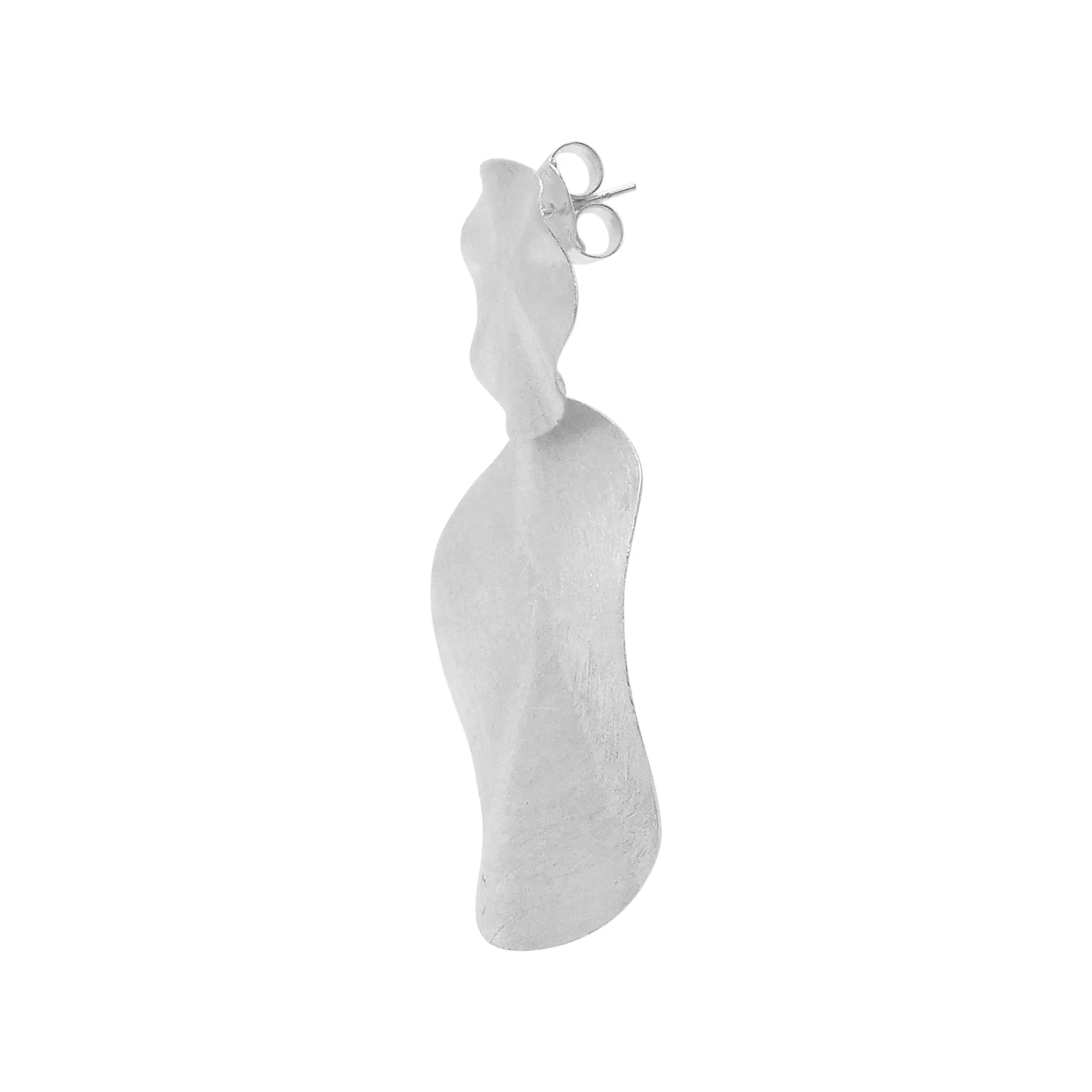 Sheila Fajl Isola Double Dangle Organic Earrings in Brushed Silver