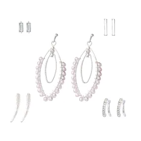 Silver and Crystal Mixed Earring Set