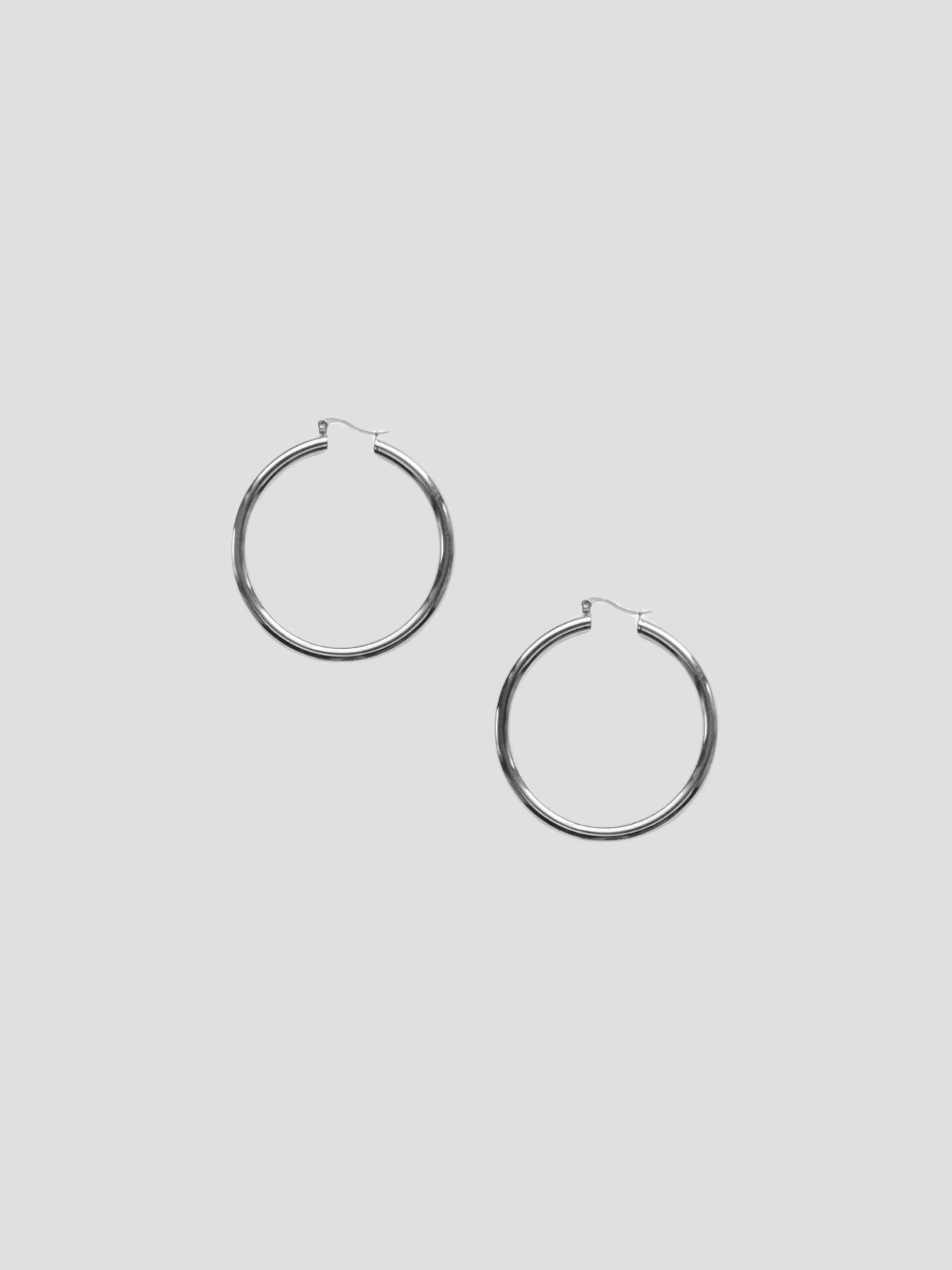 Silver Medium Sleek Hoops