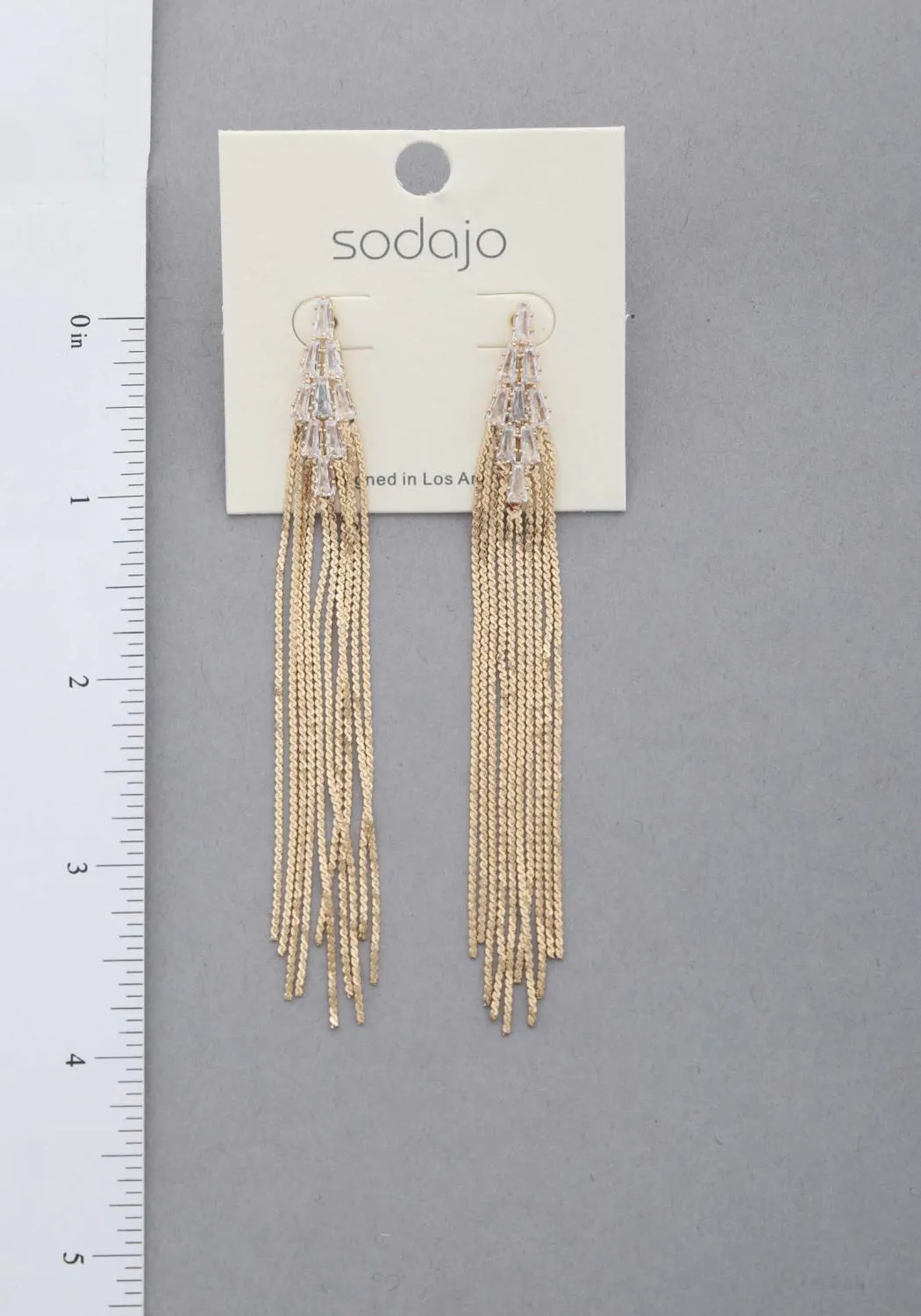 Sodajo Crystal Metal Chain Dangle Earring