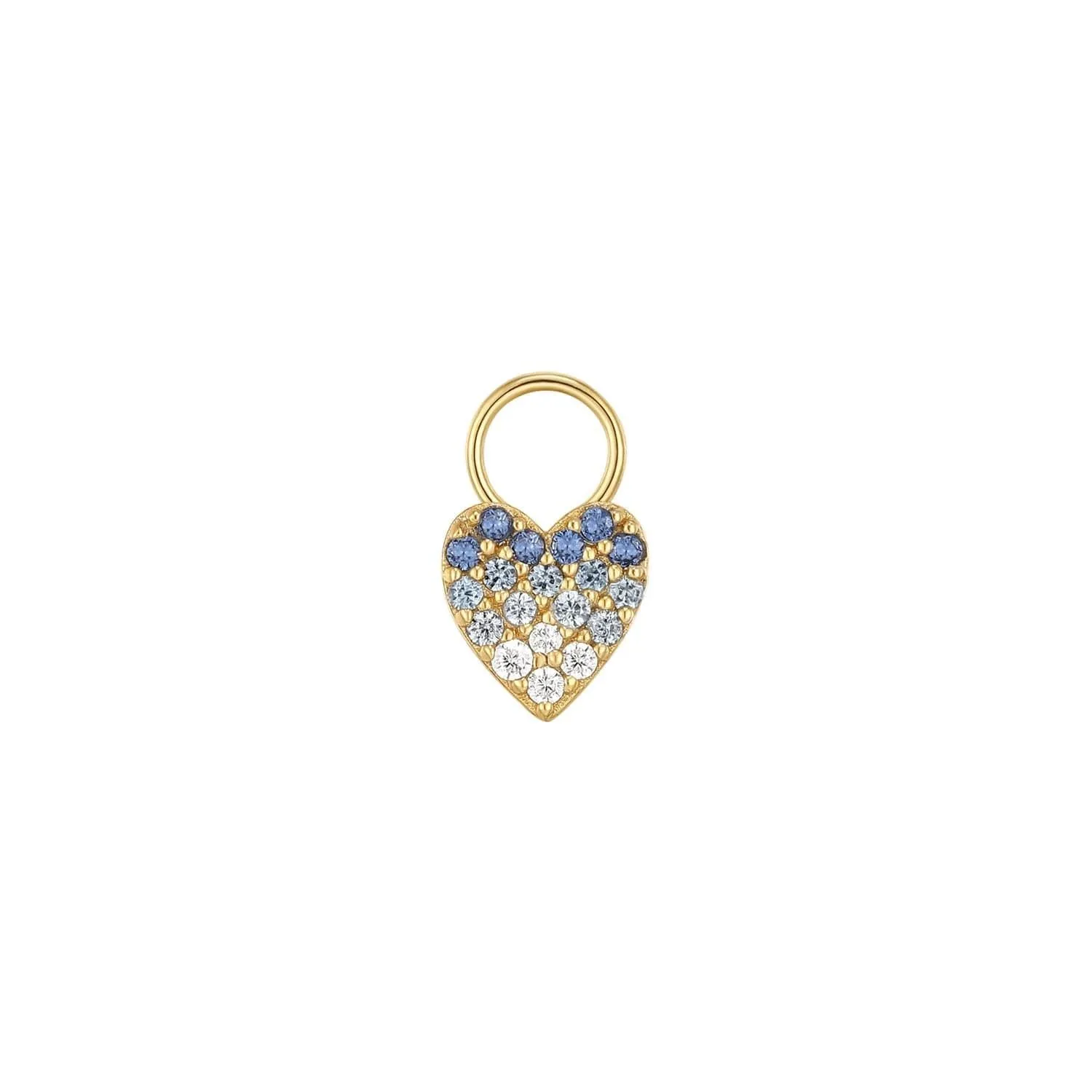 SOLID CZ HEART HOOP CHARM (BLUE OMBRE)