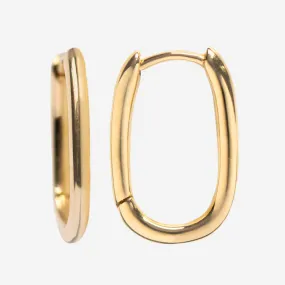 Solid Gold Simple Oblong Hoops