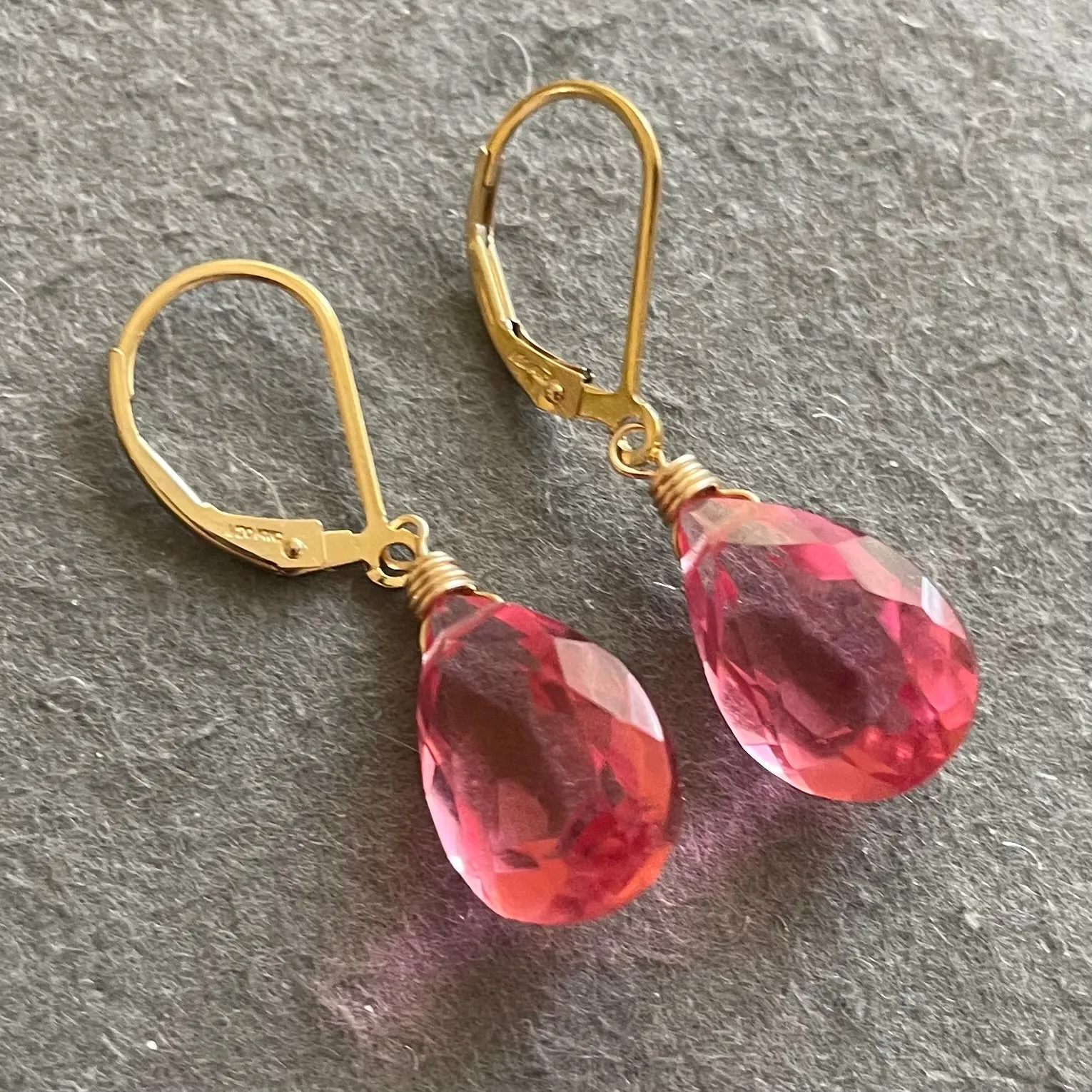 Sparkling Tourmaline Pink Dangle Earrings