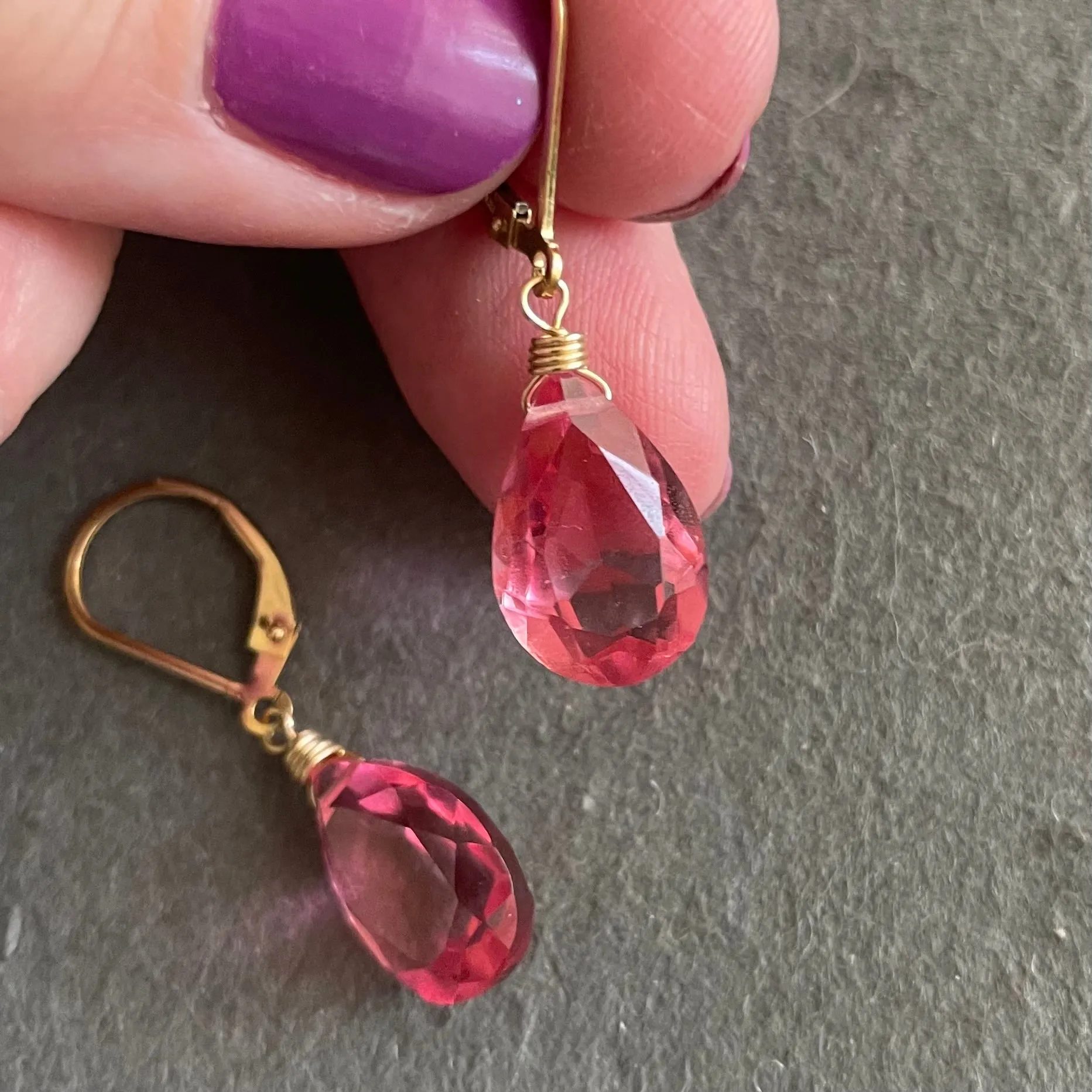 Sparkling Tourmaline Pink Dangle Earrings