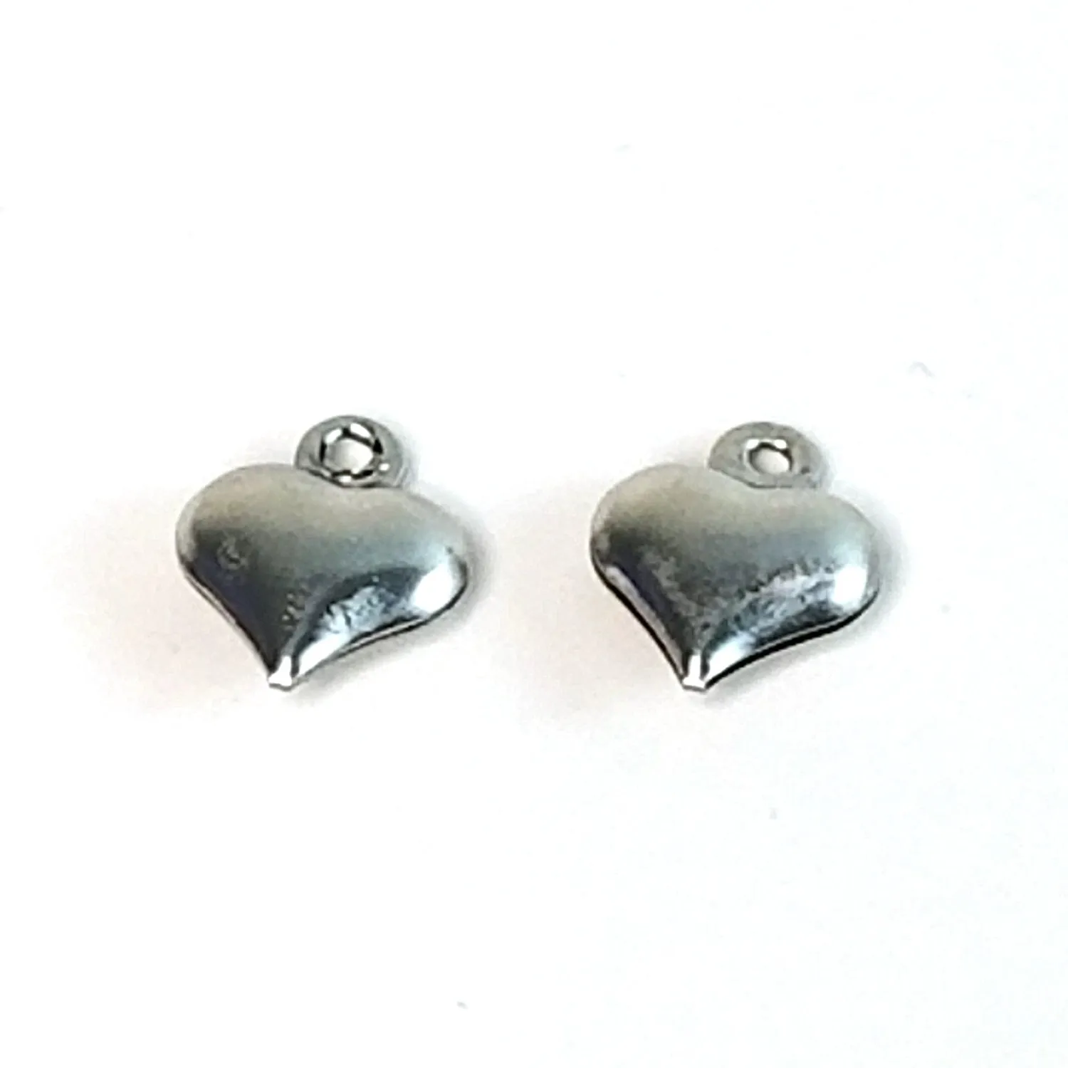 Stainless Heart Charm, Tiny Puffy Hearts, Valentine Charm, 10x8x3mm, Lot Size 200, #1611