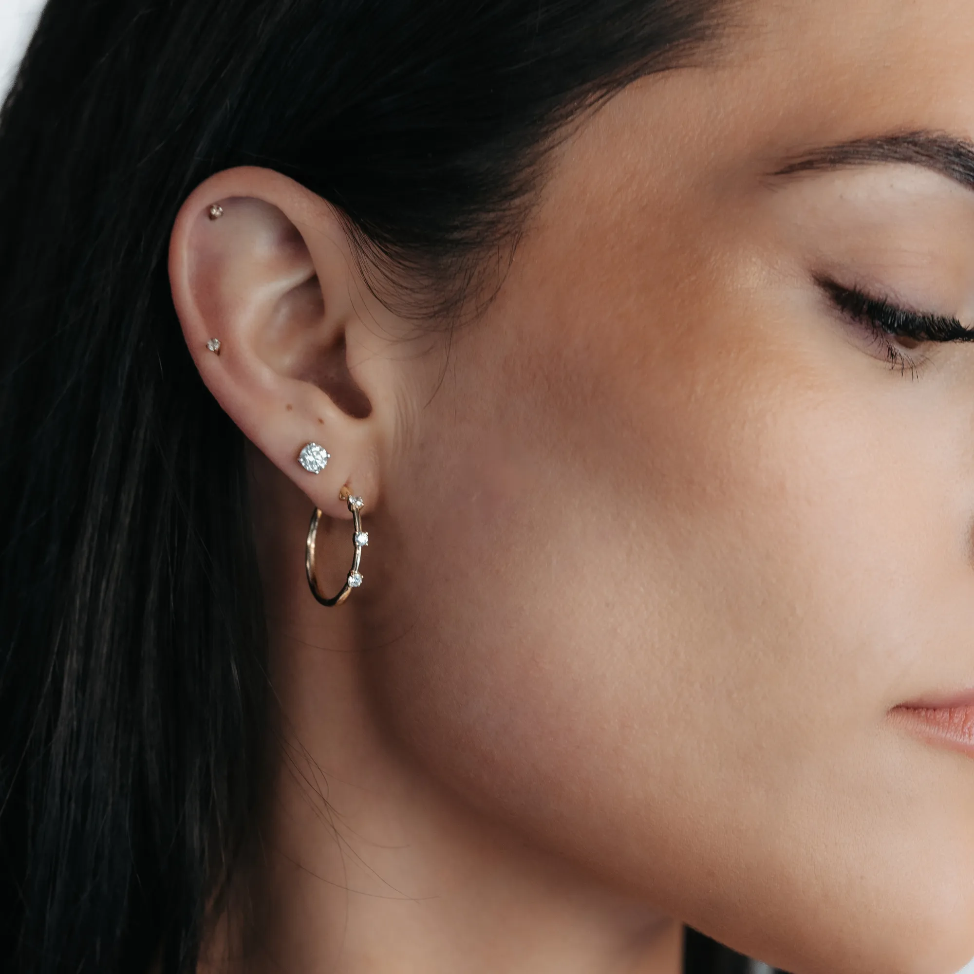 Station Diamond Hoop Earrings