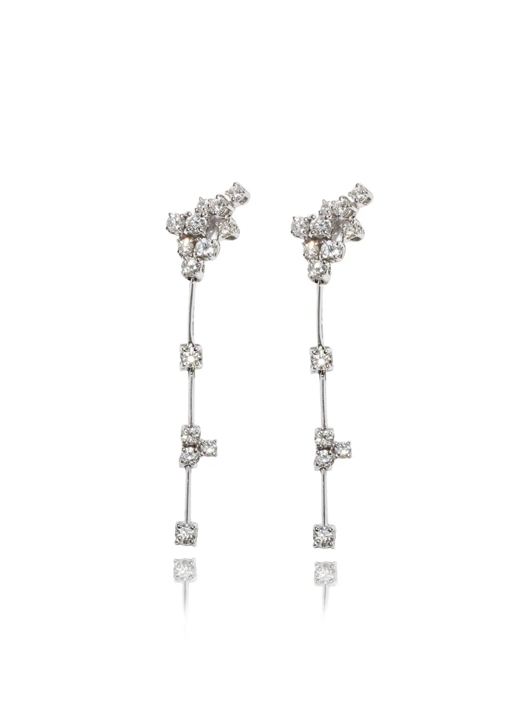 Stefan Hafner 18KWG Air Cluster Diamond Dangle Earrings