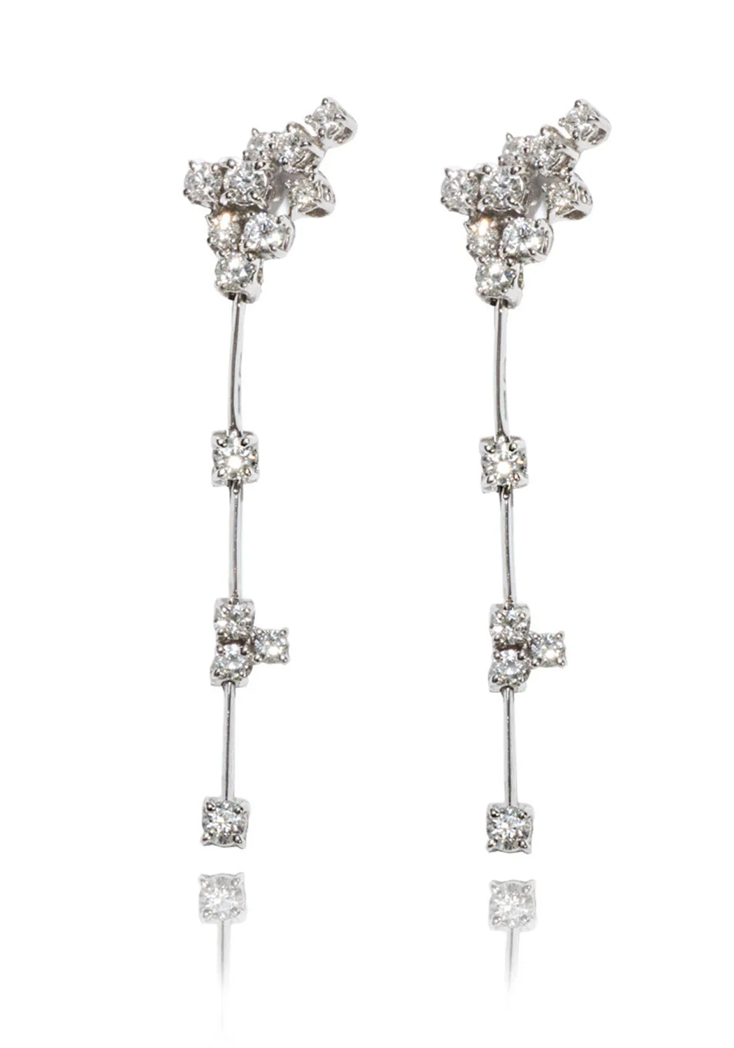 Stefan Hafner 18KWG Air Cluster Diamond Dangle Earrings