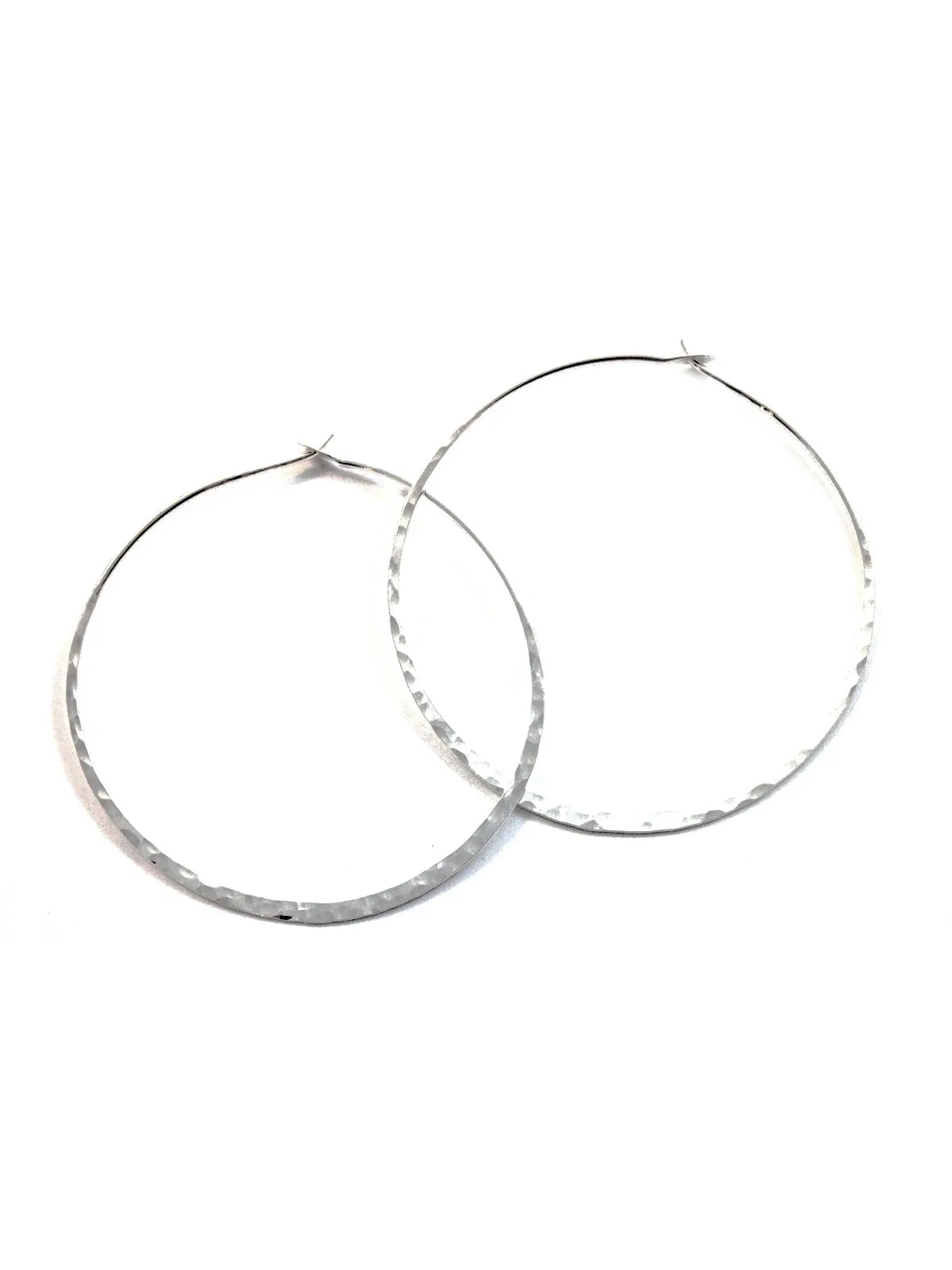 Sterling Silver Hammered Hoops