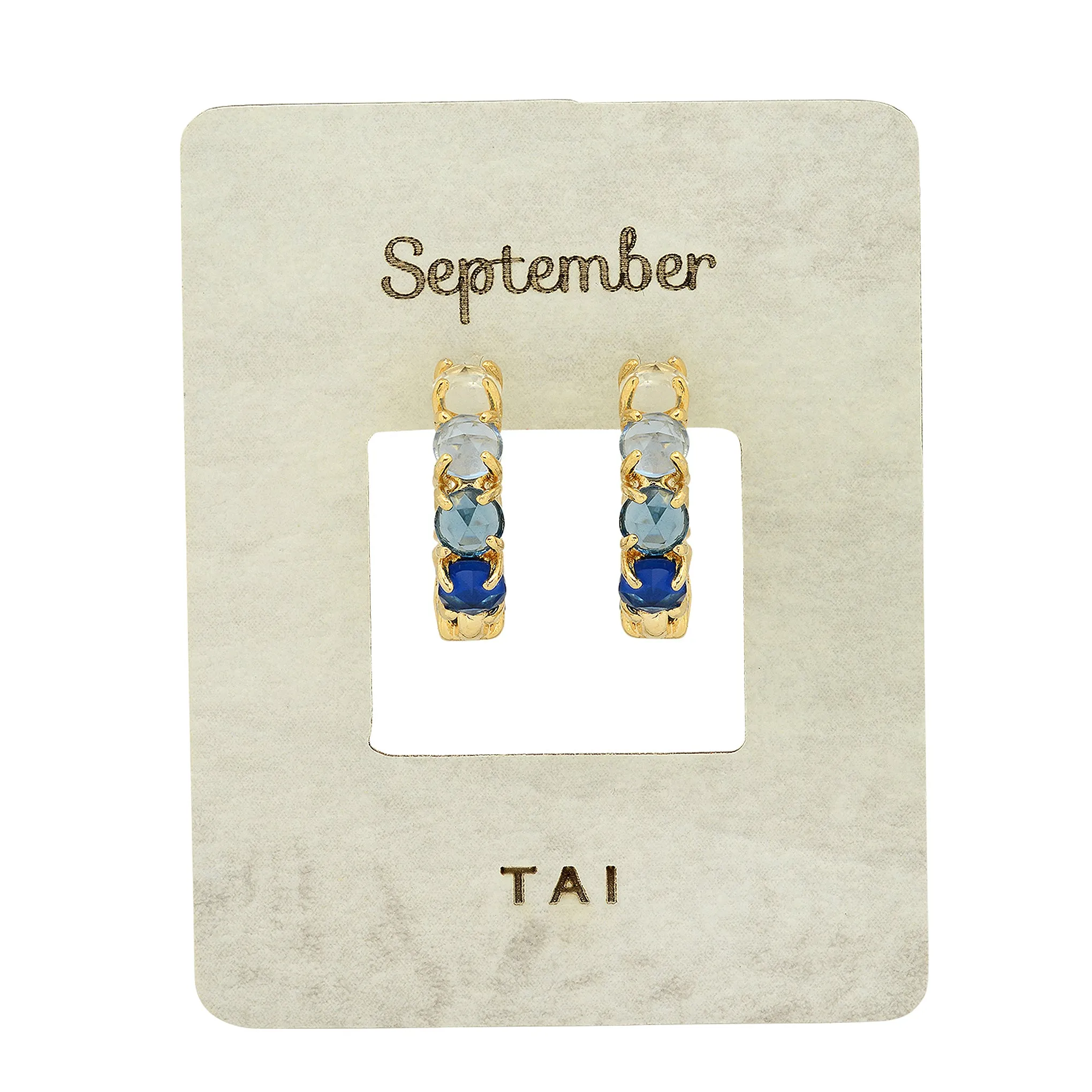 Tai Ombre Birthstone Huggie Hoop Earrings in 14k Gold Plated