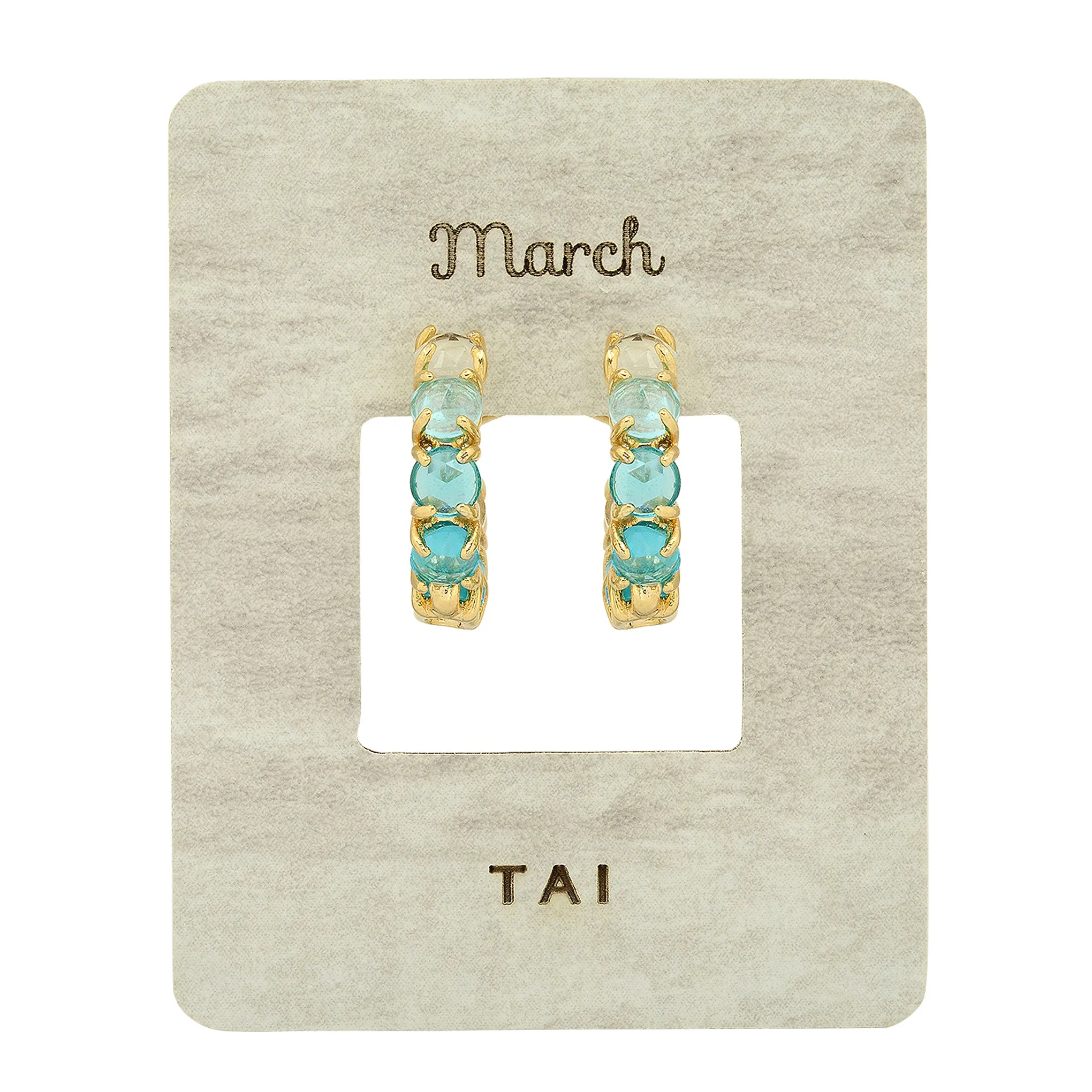 Tai Ombre Birthstone Huggie Hoop Earrings in 14k Gold Plated