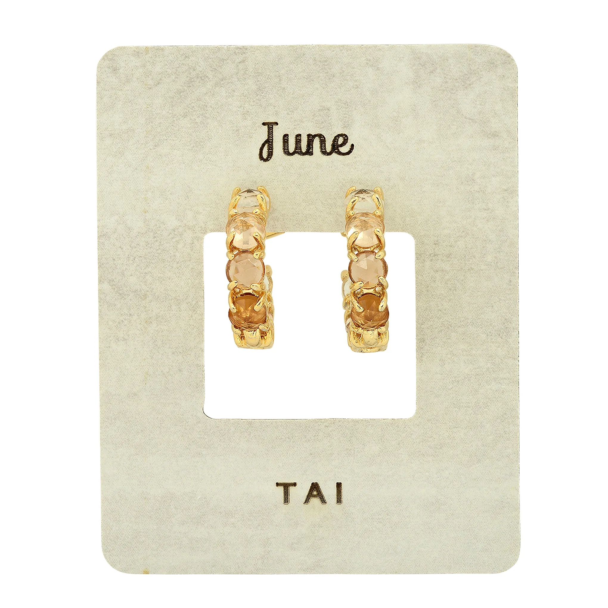 Tai Ombre Birthstone Huggie Hoop Earrings in 14k Gold Plated