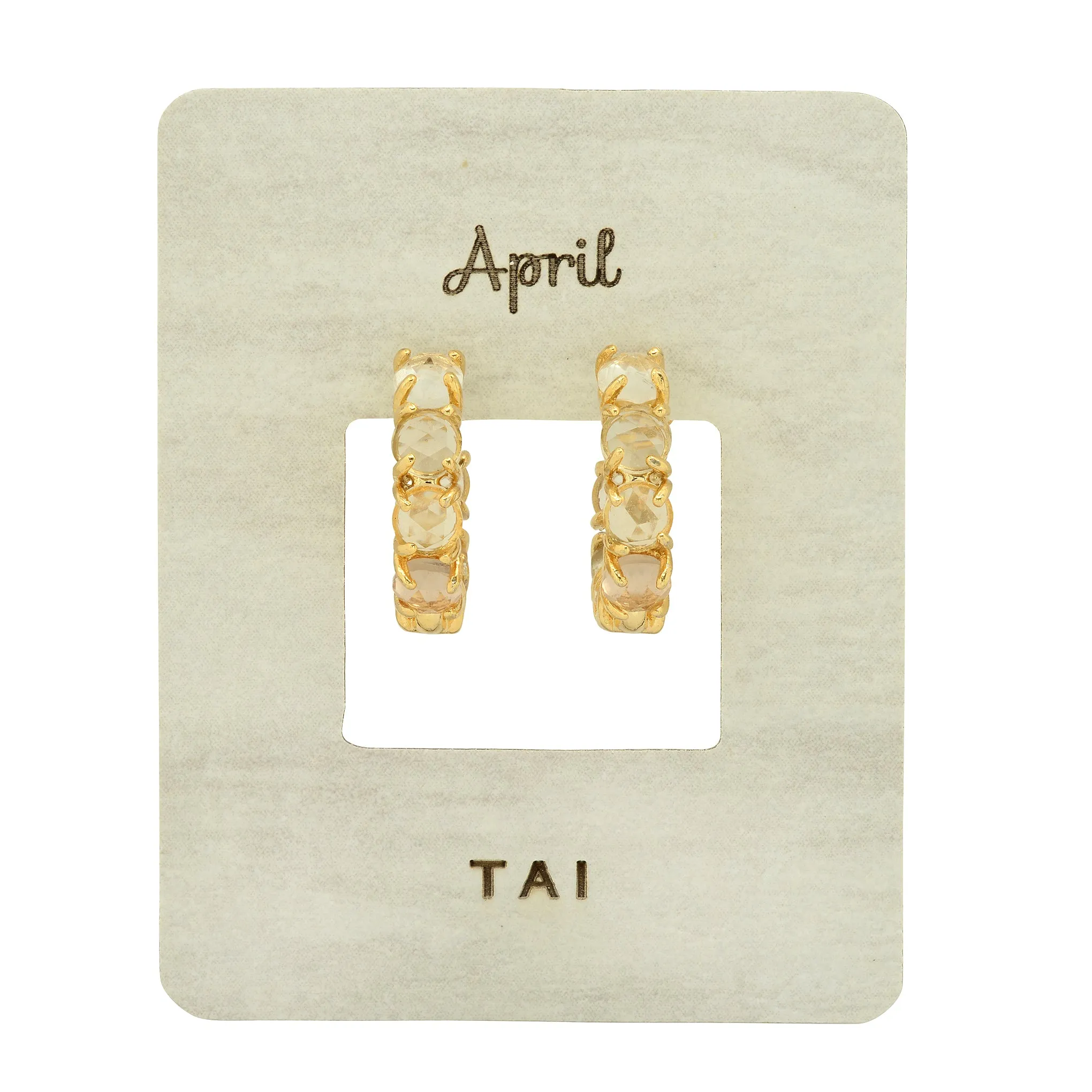 Tai Ombre Birthstone Huggie Hoop Earrings in 14k Gold Plated