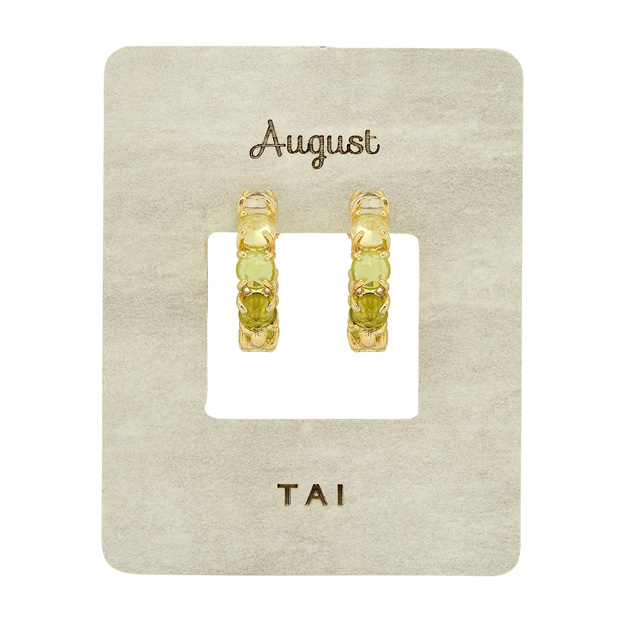 Tai Ombre Birthstone Huggie Hoop Earrings in 14k Gold Plated