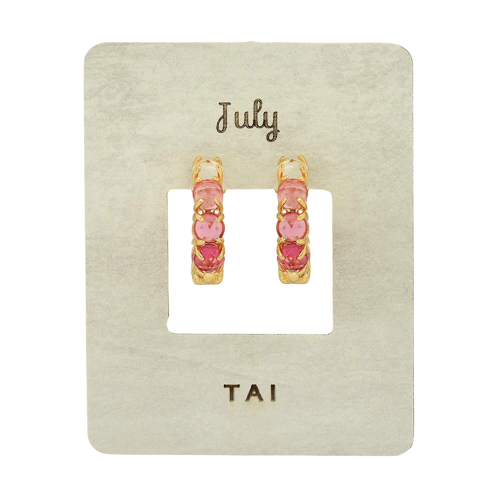 Tai Ombre Birthstone Huggie Hoop Earrings in 14k Gold Plated