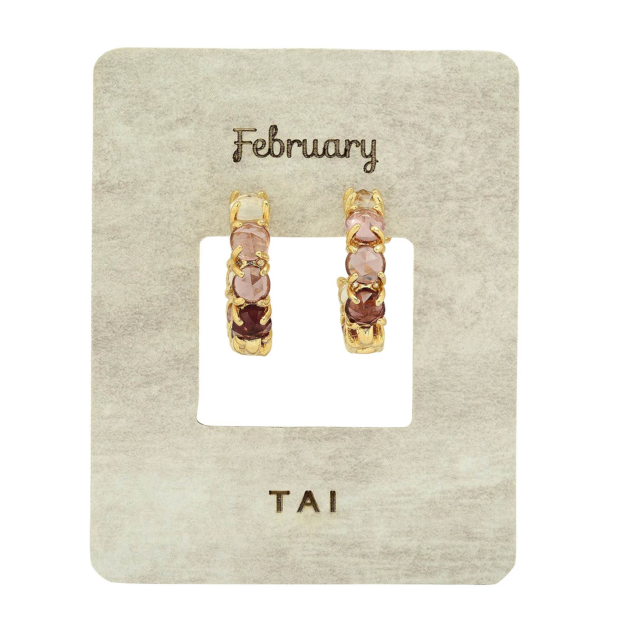 Tai Ombre Birthstone Huggie Hoop Earrings in 14k Gold Plated